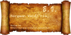 Bergman Valéria névjegykártya
